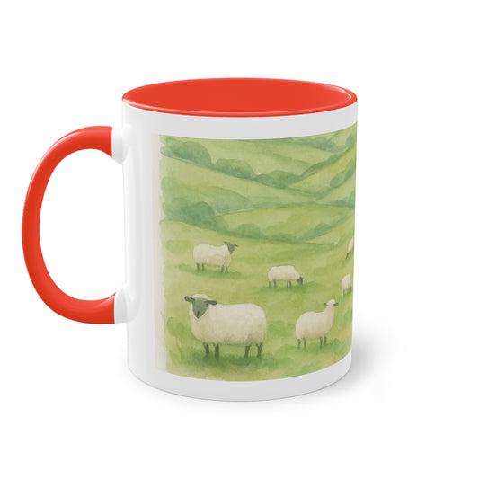 "Woolly Sips" Two-Tone Coffee Mug, 11oz - Perfect for Nature Lovers
