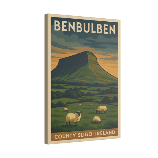 Benbulben Mountain – Vintage Retro Irish Travel Canvas