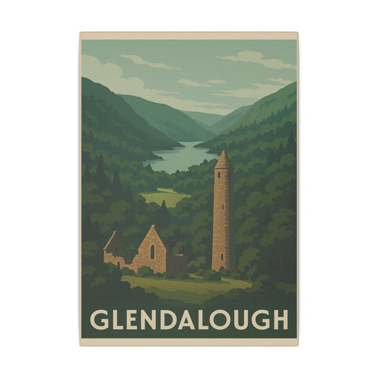 Glendalough Irish Retro Art Print - Scenic Canvas Wall Decor