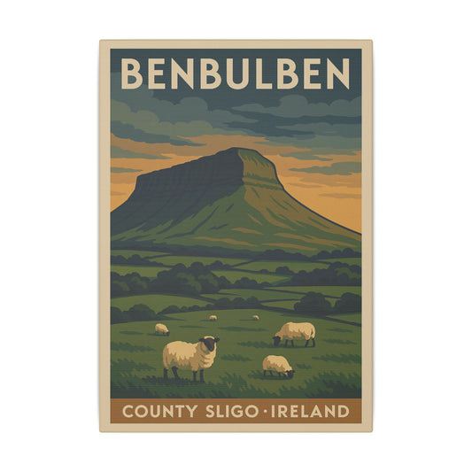 Benbulben Mountain – Vintage Retro Irish Travel Canvas